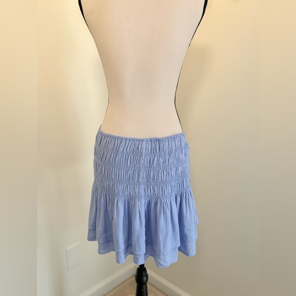🌾 Blue Smocked Ruffled Layer Mini Skirt - Picture 4 of 4